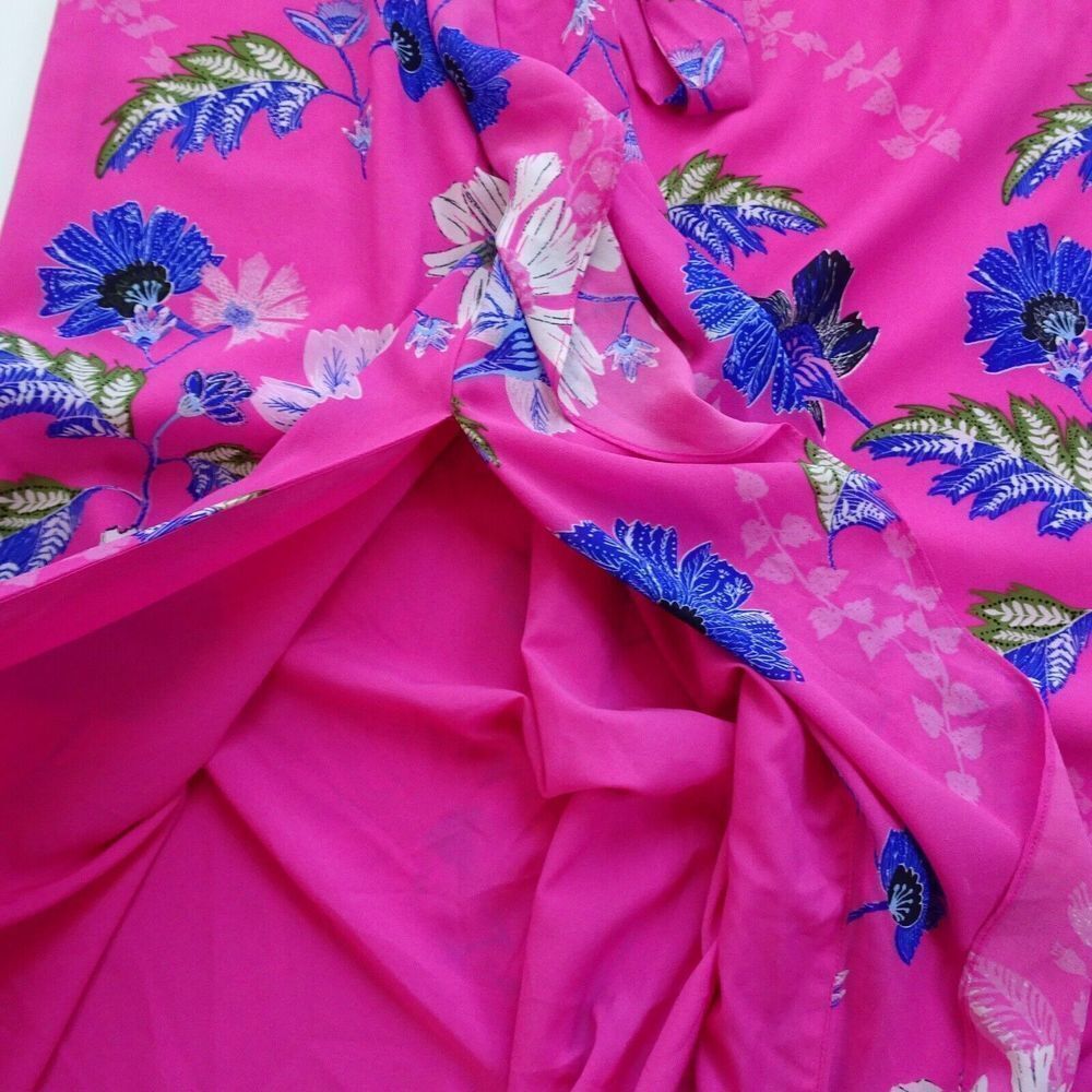 RACHEL ROY Maxi Dress Cold Shoulder Floral Flowy Ruffle Slit Tie-Waist Pink 6 - Picture 9 of 13